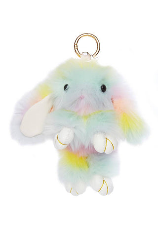 Fluffy Bunny Keychain in Pastel Multi-Color