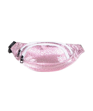 Leopard in Pink Youth Rebel Fanny Pack with White Zipper