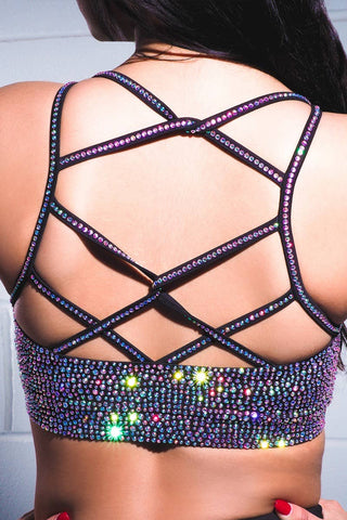 Ice Queen Sports Bra with Opalescent Crystal Couture - Special Order