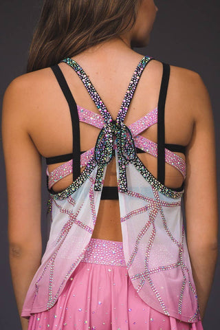 Brinley Mesh Tank with Bow with Rose Gold and Opalescent Crystal Couture - Special Order