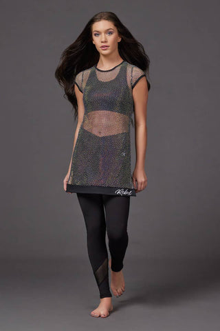 Mesh Crystal Couture Shirt Dress - Special Order