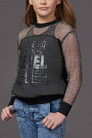 Mesh Crystal Couture Pullover - Special Order