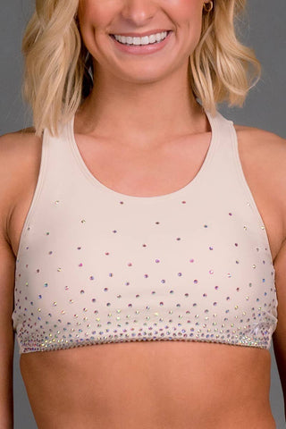 On the Go Sports Bra in Beige Crystal
