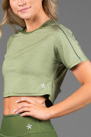Simone Cropped Tee in Army Green HeatherFlex