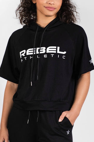 Short Sleeve Hoodie in Black