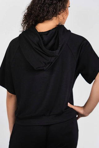 Short Sleeve Hoodie in Black