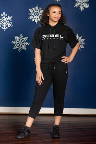 Short Sleeve Hoodie in Black