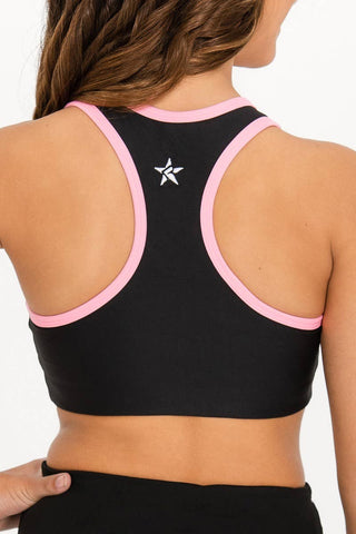 Rebel Est. 2013 Sports Bra in Orchid Pink and Black