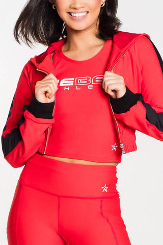 Cropped Hoodie in Red and Black
