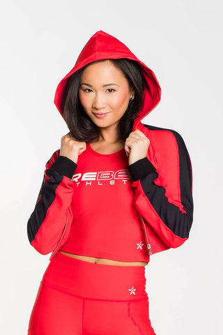 Cropped Hoodie in Red and Black