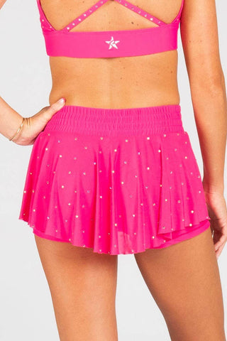 Mesh Overlay Skirt in Hyper Pink