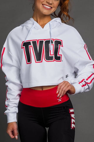 TVCC Cropped Hoodie in White - FINAL SALE