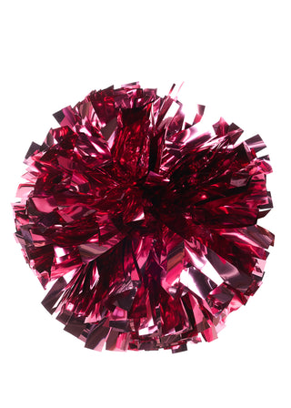 Pink metallic pom-pom on a white background