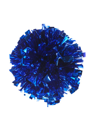 Blue metallic pom-pom on a white background