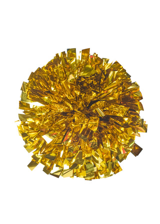 Gold metallic pom-pom on a white background