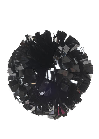 Black and silver pom-pom on a white background