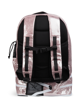 Faux Suede in Pink Champagne Rebel Dream Bag Plus with White Zipper