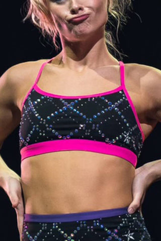 Beth Sports Bra in Pink Crystal Couture - Special Order