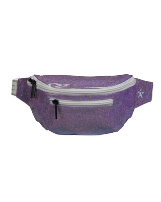 Glossy Neon Purple Adult Rebel Fanny Pack with White Zipper