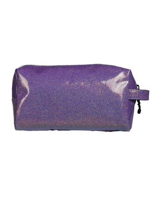 Glossy Neon Purple Rebel Makeup Bag with White Zipper