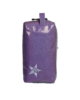 Glossy Neon Purple Rebel Makeup Bag with White Zipper