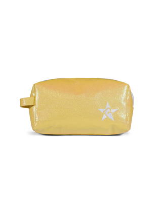 Glossy Pastel Yellow Makeup Bag with White Zipper