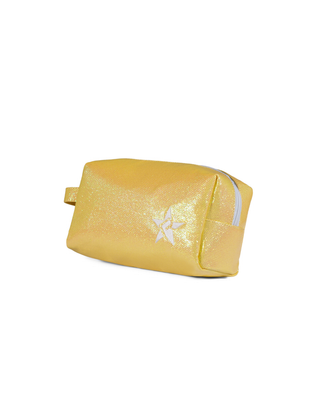 Glossy Pastel Yellow Makeup Bag with White Zipper