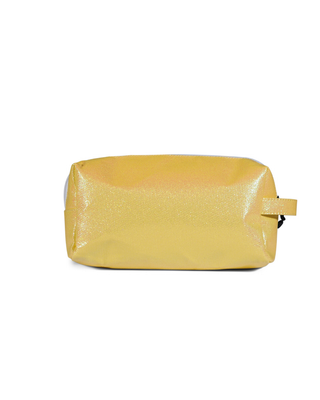 Glossy Pastel Yellow Makeup Bag with White Zipper