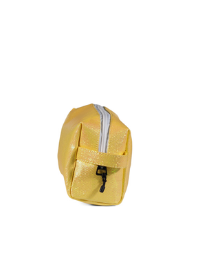 Glossy Pastel Yellow Makeup Bag with White Zipper