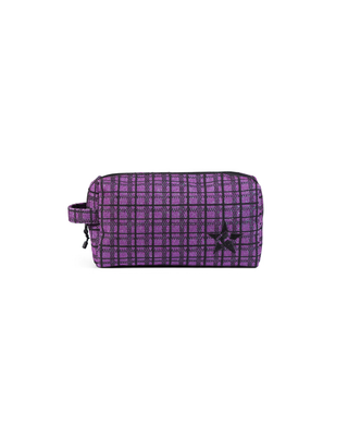 Purple Plaid Rebel Makeup Bag with Black Zipper