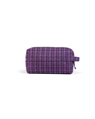 Purple Plaid Rebel Makeup Bag with Black Zipper