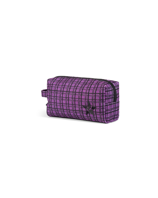 Purple Plaid Rebel Makeup Bag with Black Zipper