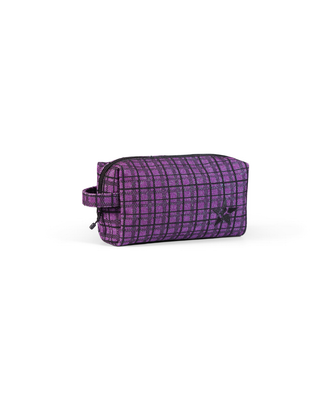 Purple Plaid Rebel Makeup Bag with Black Zipper
