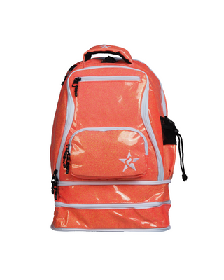 Glossy in Neon Orange Rebel Baby Dream Bag with White Zipper