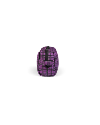 Purple Plaid Rebel Makeup Bag with Black Zipper