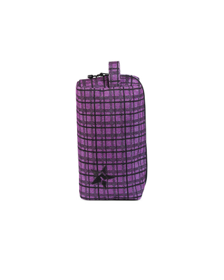 Purple Plaid Rebel Makeup Bag with Black Zipper