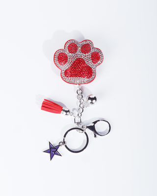 Crystal Paw Keychain in Red