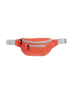 Glossy Neon Orange Adult Rebel Fanny Pack with White Zipper