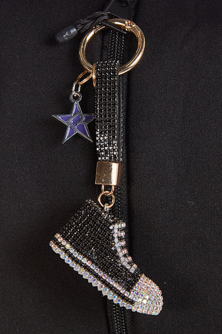 Crystal Shoes Keychain with Crystal Charm in Black