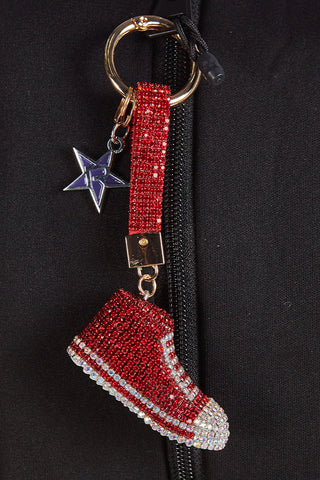 Crystal Shoes Keychain with Crystal Charm in Red