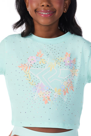 Adeline Cropped Tee in Icy Mint