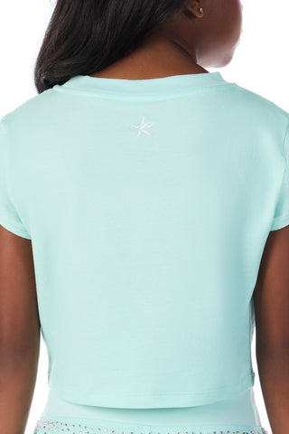 Adeline Cropped Tee in Icy Mint