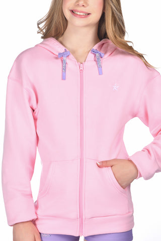 Bow Squad Zip-Up Hoodie in Chloe Pink