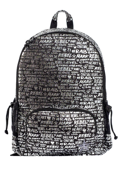 black and silver leather backpack XL Universo Vegan + Sans Beast When zipped up Johnston & Murphy Rhodes Backpack