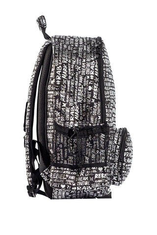 Signature in Black and Silver Rebel Raven Backpack with Black Zipper