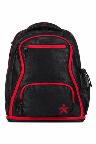 Black Faux Suede Rebel Dream Bag Plus with Red Zipper
