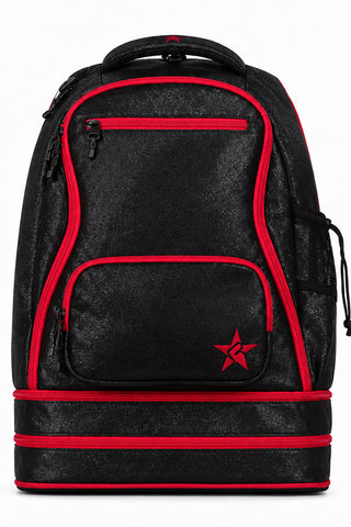 Black Faux Suede Rebel Dream Bag Plus with Red Zipper
