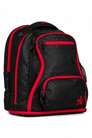 Black Faux Suede Rebel Dream Bag Plus with Red Zipper