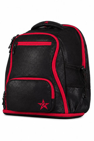 Black Faux Suede Rebel Dream Bag Plus with Red Zipper