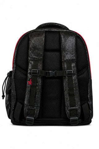 Black Faux Suede Rebel Dream Bag Plus with Red Zipper